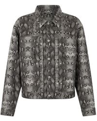 Roberto Cavalli - Python-Print Denim Jacket - Lyst