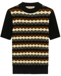 Marni - Pull En Laine Noire À Vague 3D - Lyst
