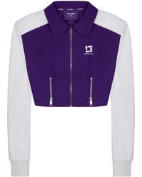 TEAM WANG design - Panelled Zip-Up Cropped Jacket - Lyst