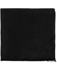 Ferragamo - Logo-Embroidered Frayed Scarf - Lyst