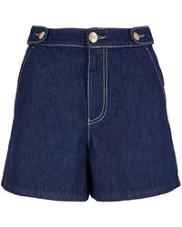 Emporio Armani - Pantalones vaqueros cortos con costuras en contraste - Lyst