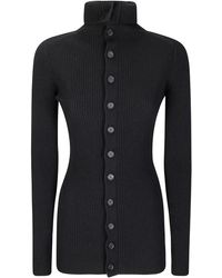 Yohji Yamamoto - Cárdigan con cuello alto y botones - Lyst