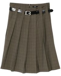 BONBOM - Plaid Midi Skirt - Lyst