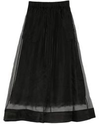 YEAREAST - Sheer-Panel Lace-Trim Skirt - Lyst