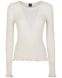 Pinko - Ribbed Sweater With Jewel Edges - Lyst