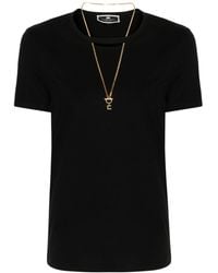 Elisabetta Franchi - | T-shirt dettaglio collana | female | NERO | 46 - Lyst
