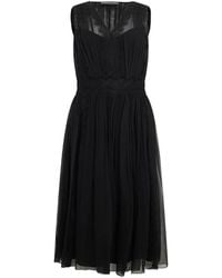 Alberta Ferretti - Lace-Trim Pleated Midi Dress - Lyst