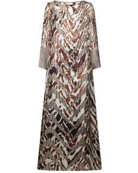Pierre Louis Mascia - Houndstooth-Pattern Animal-Print Maxi Dress - Lyst