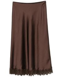 Luisa Cerano - Lace-Trim Satin Midi Skirt - Lyst