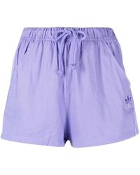 adidas Trefoil-logo Drawstring-waist Shorts - Purple