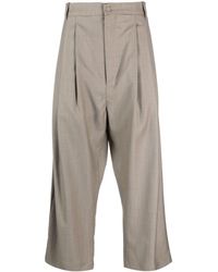 Hed Mayner - Pleated Cropped Wool Trousers - Lyst