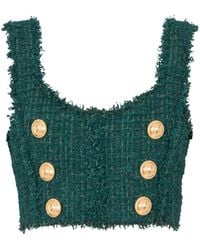 Balmain - ツイード クロップトップ - Lyst