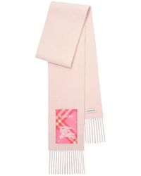 Burberry - Narrow Check Label Cashmere Scarf - Lyst