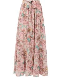 Chloé - Floral-Print Ruffled Beach Skirt - Lyst