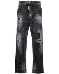 DSquared² - High-rise Distressed Wide-leg Jeans - Lyst