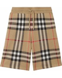 Burberry - Check Motif Wool Shorts - Lyst