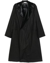 Alberta Ferretti - Satin-Lapels Wool Coat - Lyst
