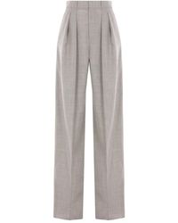 Saint Laurent - Wool Wide-Leg Trousers - Lyst