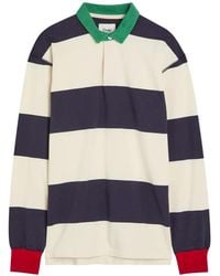 Drake's - Striped Long-Sleeve Polo Shirt - Lyst