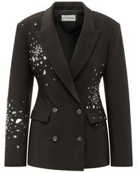 Des Phemmes - Crystal-Embellished Double-Breasted Blazer - Lyst