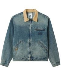 Chocoolate - Corduroy-Collar Zip-Up Denim Jacket - Lyst