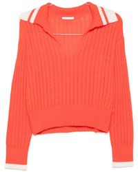 Patrizia Pepe - Stripe-Detail Open-Knit Sweater - Lyst