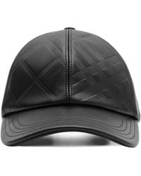 Burberry - Embossed Check Leather Baseball Cap - Lyst