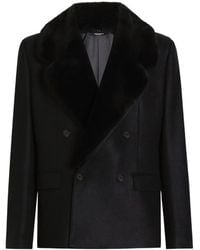 Dolce & Gabbana - Blazer Mit Kragen Aus Faux Fur - Lyst