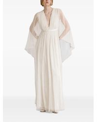 Alberta Ferretti - Pleated Silk Maxi Dress - Lyst