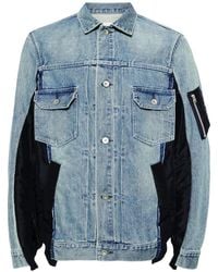 Sacai - Denim Jack Met Vlakken - Lyst