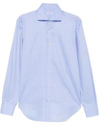 Barba Napoli - Herringbone-Pattern Spread-Collar Shirt - Lyst