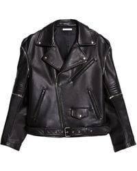 Helmut Lang - Chaqueta biker con cinturón - Lyst