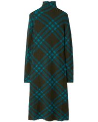 Burberry - Checkered Wool Blend Shift Dress - Lyst