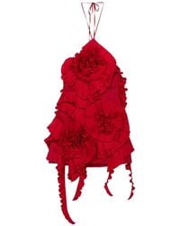 Blumarine - Pleated-Rose Mini Dress - Lyst
