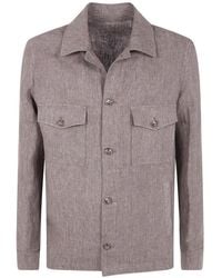 Barba Napoli - Linen Button-Up Shirt Jacket - Lyst
