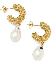 Missoma - Baya Pearl-Embellished Hoop Earrings - Lyst