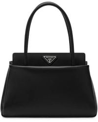 Prada - Passage Small Leather Bag With Re-Nylon Flap - Lyst