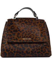 Orciani - Kleine Sveva Tote Bag Aus Ponyfell Mit Leopardenprint - Lyst