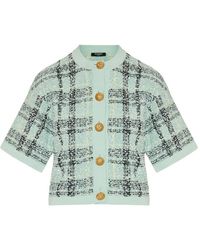 Balmain - Checked Button-Up Cardigan - Lyst