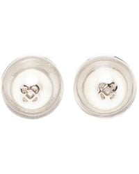 CASABLANCA - Boucles D'Oreilles Sci-Fi Argentées À Perles - Lyst