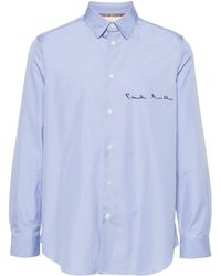Paul Smith - Logo-embroidered Cotton Shirt - Lyst