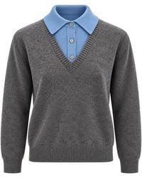 Juun.J - Layered-Effect V-Neck Polo Sweater - Lyst