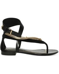 Lanvin - Chain-Embellished Buckle-Fastening Sandals - Lyst