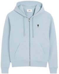 Ami Paris - Felpa Ami-De-Coeur Con Zip E Cappuccio - Lyst