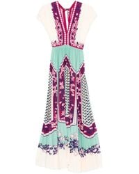 La DoubleJ - V-Neck Floral Pleated Midi Dress - Lyst