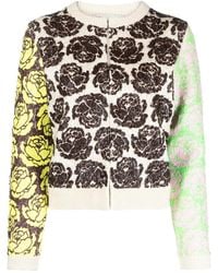Tory Burch - Floral-Motif Zip-Up Cardigan - Lyst