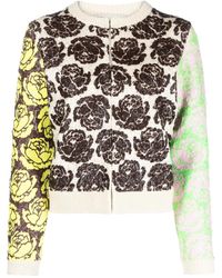 Tory Burch - Floral-Motif Zip-Up Cardigan - Lyst