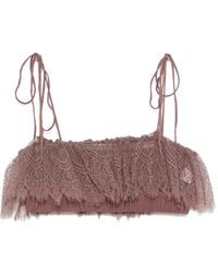 Pink - Cropped-Top mit Spitzenborten - Lyst