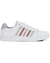 K-swiss - Court Tiebreak Striped Leather Sneakers - Lyst