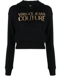 Versace - Sudadera corta con capucha y logo - Lyst
